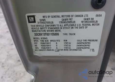 2005 Chevrolet Silverado 1500 Z71 из США, поврежденный, VIN 2GCEK13T651155899